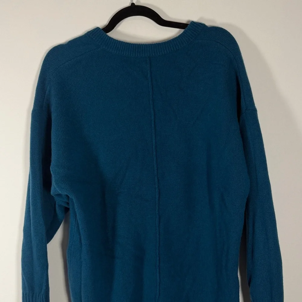 NWOT Unsubscribed 100% Cashmere Teal V-Neck Sweater - Picture 6 of 6